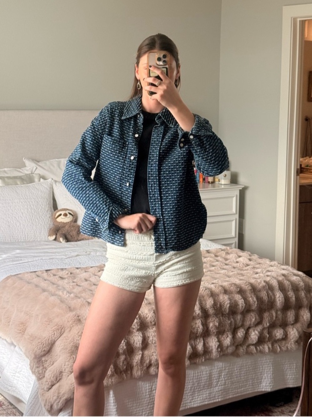 Blue Button Down Shacket - Picture 3 of 5